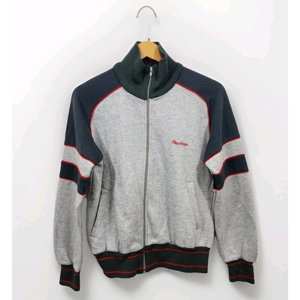 Vintage MacGregor Full Zip Track Jacket Gray Sweatshirt Knit Mens Size S